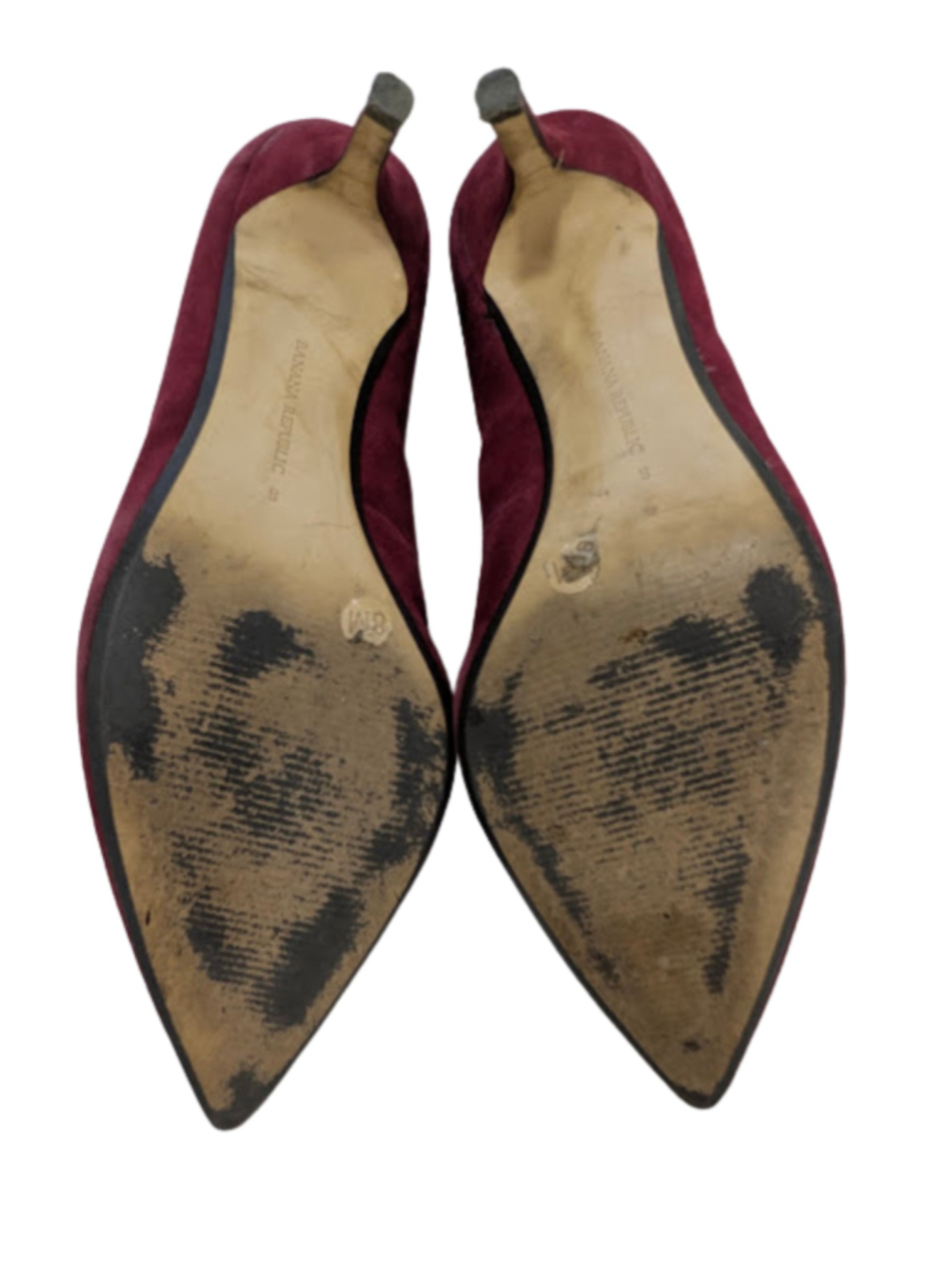 Banana Republic Suede Pumps 8 Burgundy Pointed Toe Stiletto Heels Office Siren - Picture 9 of 12